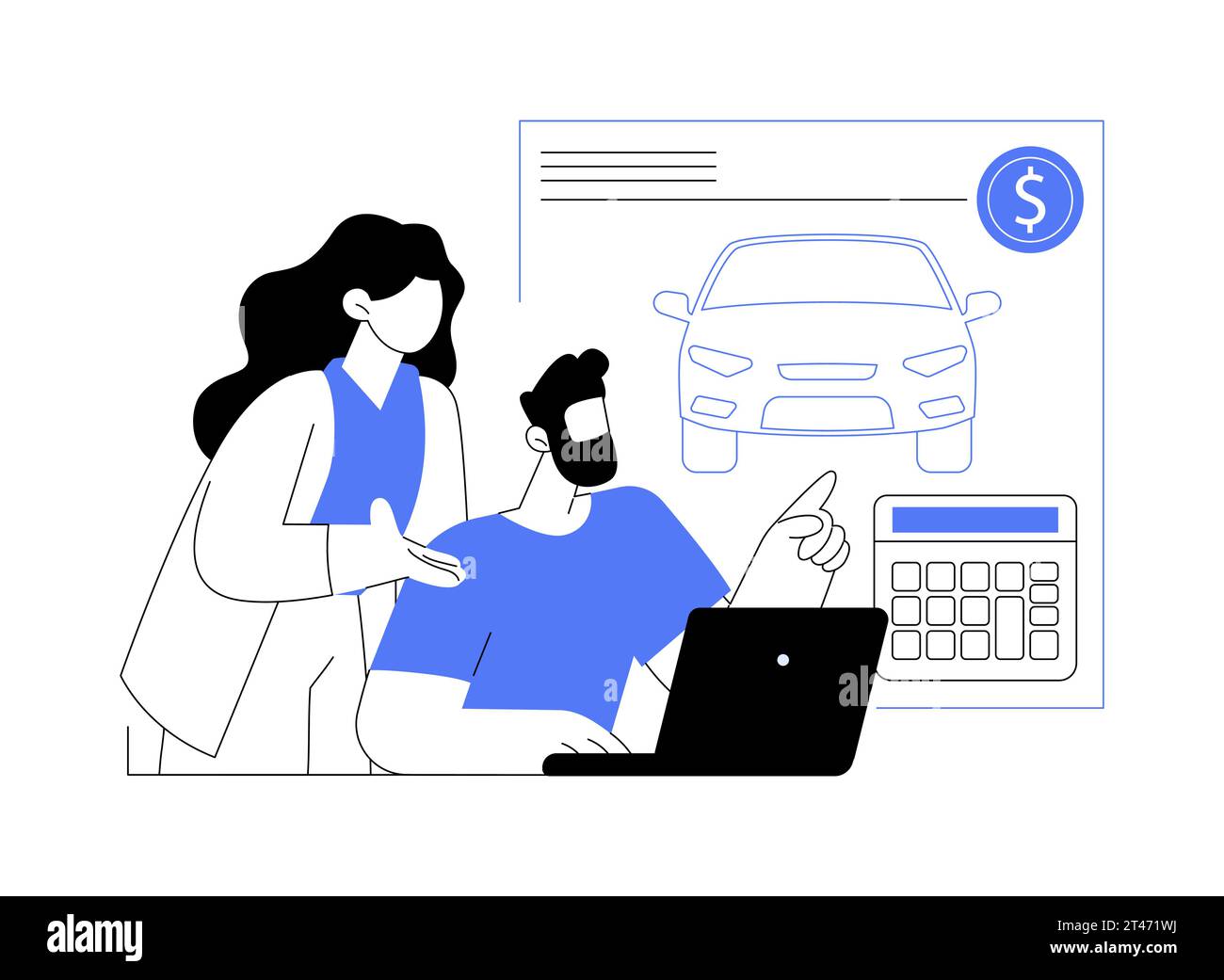 Car manufacturing cost analysis abstract concept vector illustration