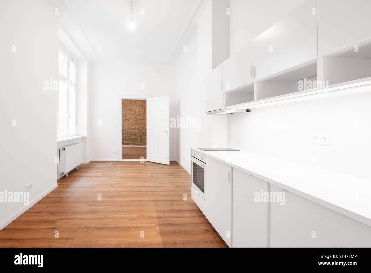 build in kitchen or kitchenette in new apartment room Stock Photo