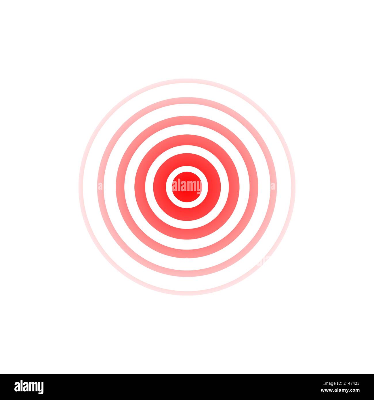 Circle wave. Sound icon. Red effect pulse isolated on white background. Signal radar. Pattern sonar. Vibration line design. Radial rays. Round ripple Stock Vector