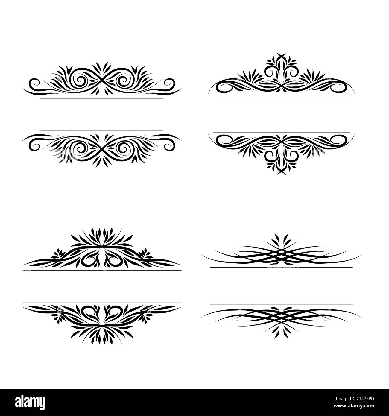 Set of vintage horizontal frame. Ornamental label frame. Graphic vector ...