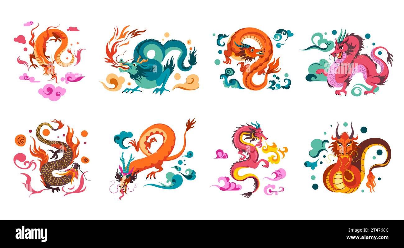 Chinese mythology and folklore, dragon personage Stock Vector