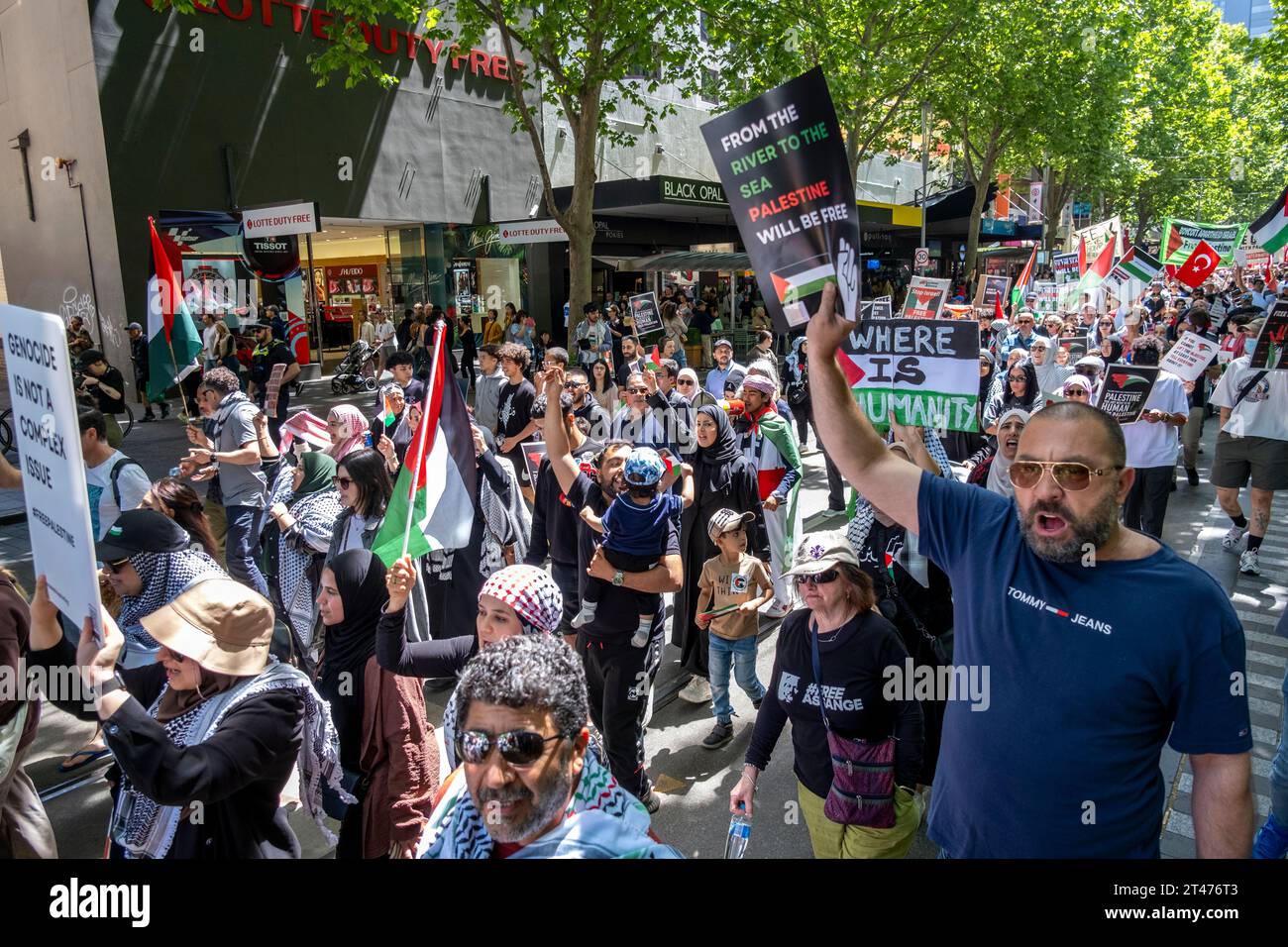 A pro-Palestinian rally in Melbourne, Victoria, Australia Stock Photo