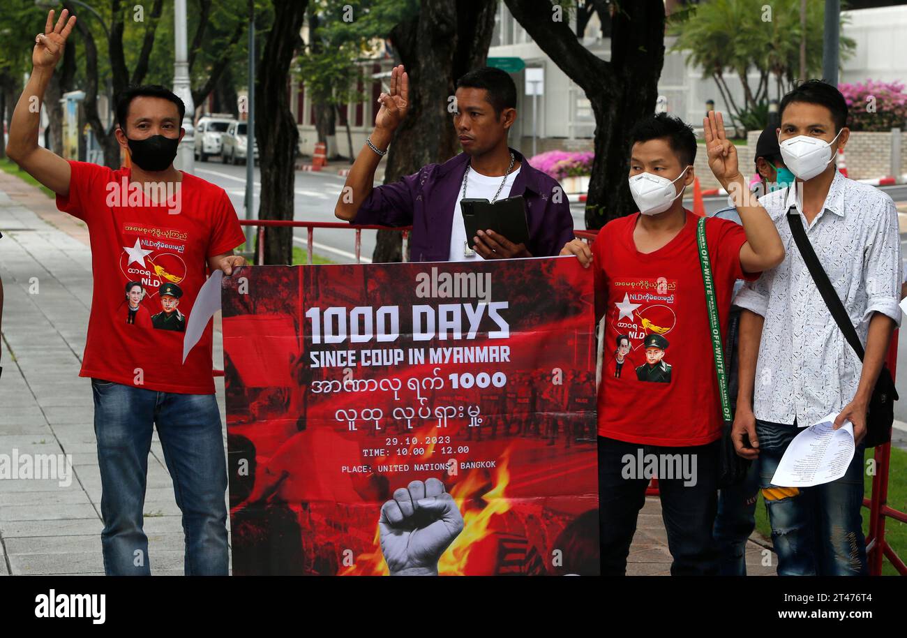 Bangkok, Thailand. 29th Oct, 2023. Myanmar nationals living in Thailand