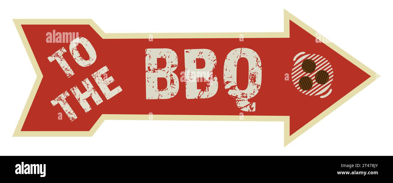 To The BBQ Arrow Sign - Vector Illustration Stock Vector