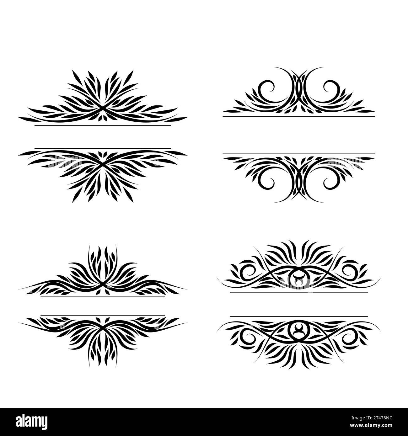 Set of vintage horizontal frame. Ornamental label frame. Graphic vector