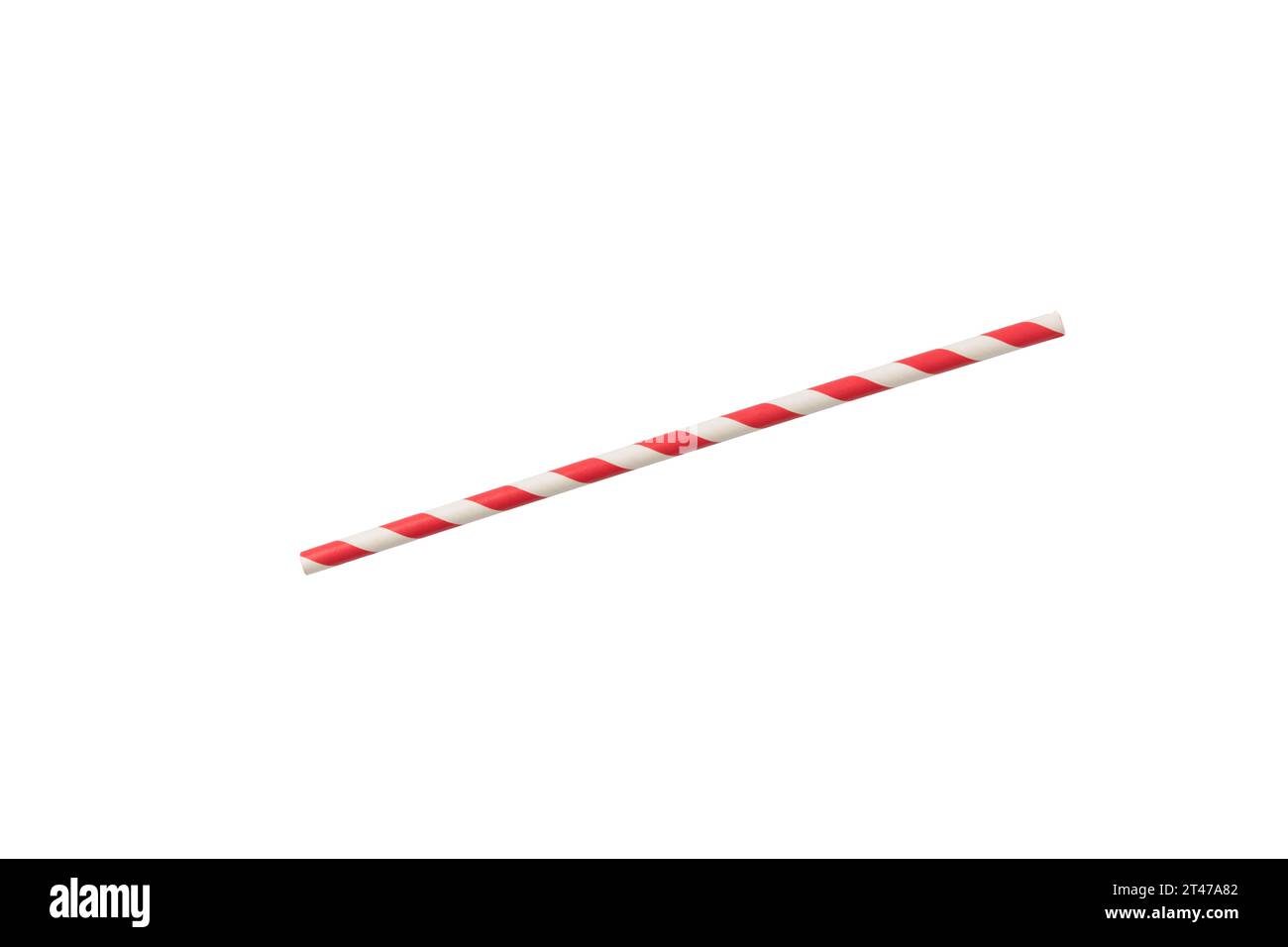 red striped paper straw isolated on white background Stock Photo