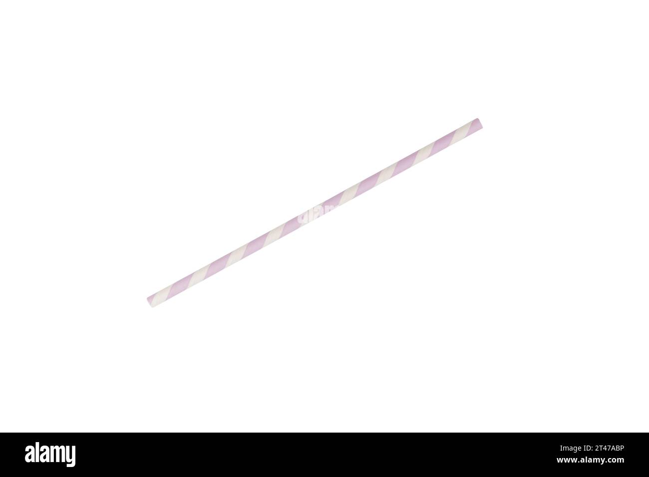 pale lavender striped paper straw isolated on white background Stock Photo