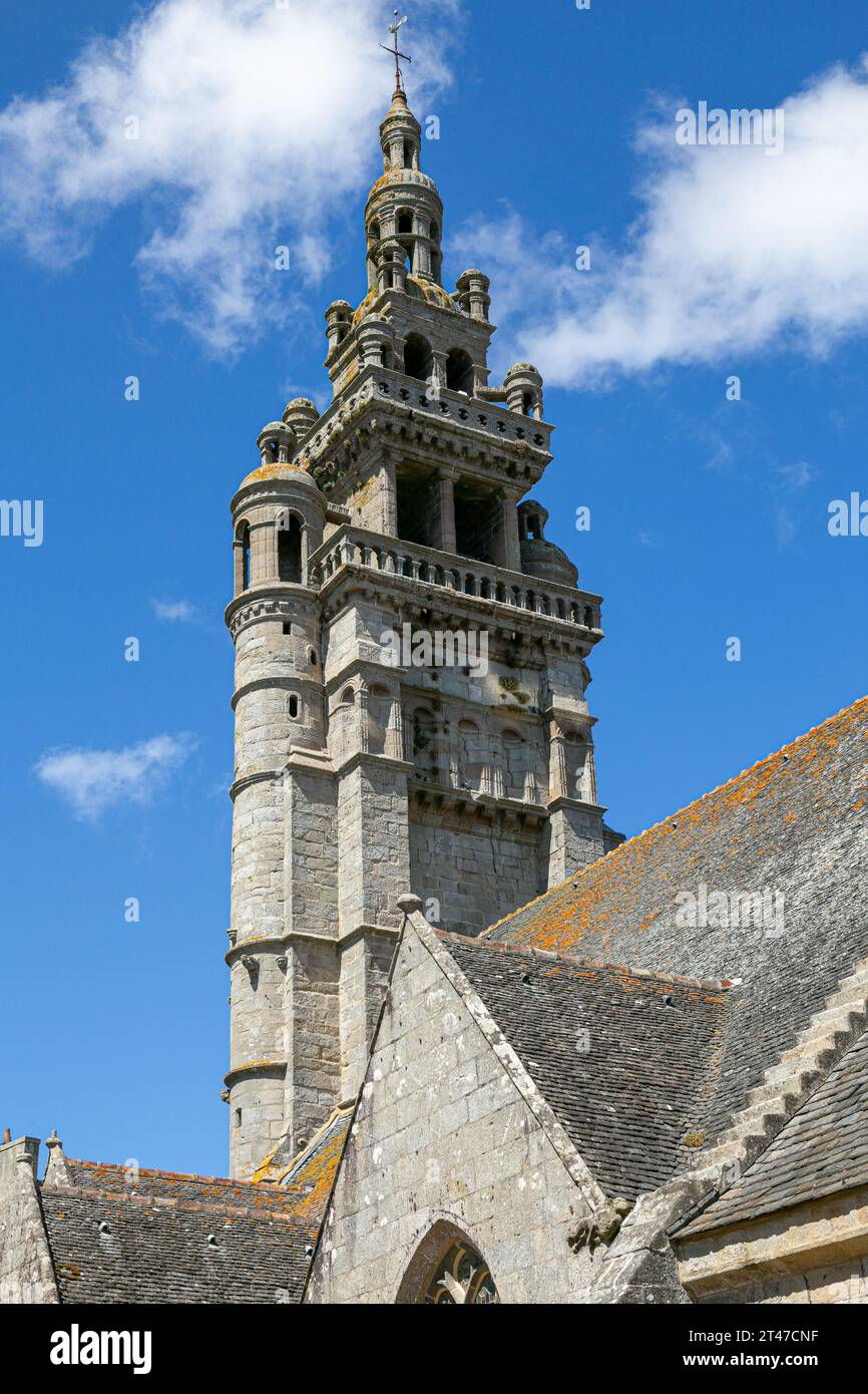 Tower of Church of Notre-Dame de Croaz Batz, Roscoff, Brittany, France Stock Photo