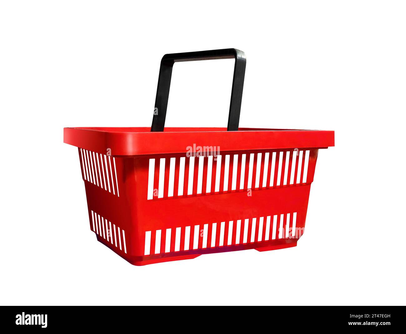 Empty red shopping basket isolated on white background Stock Photo