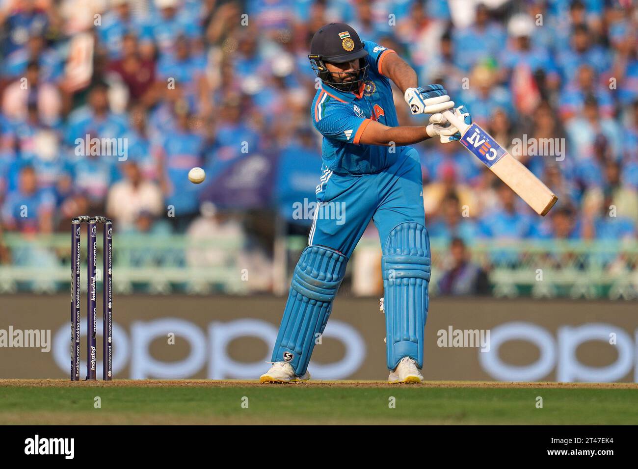 India's captain Rohit Sharma bats during the ICC Men's Cricket World ...