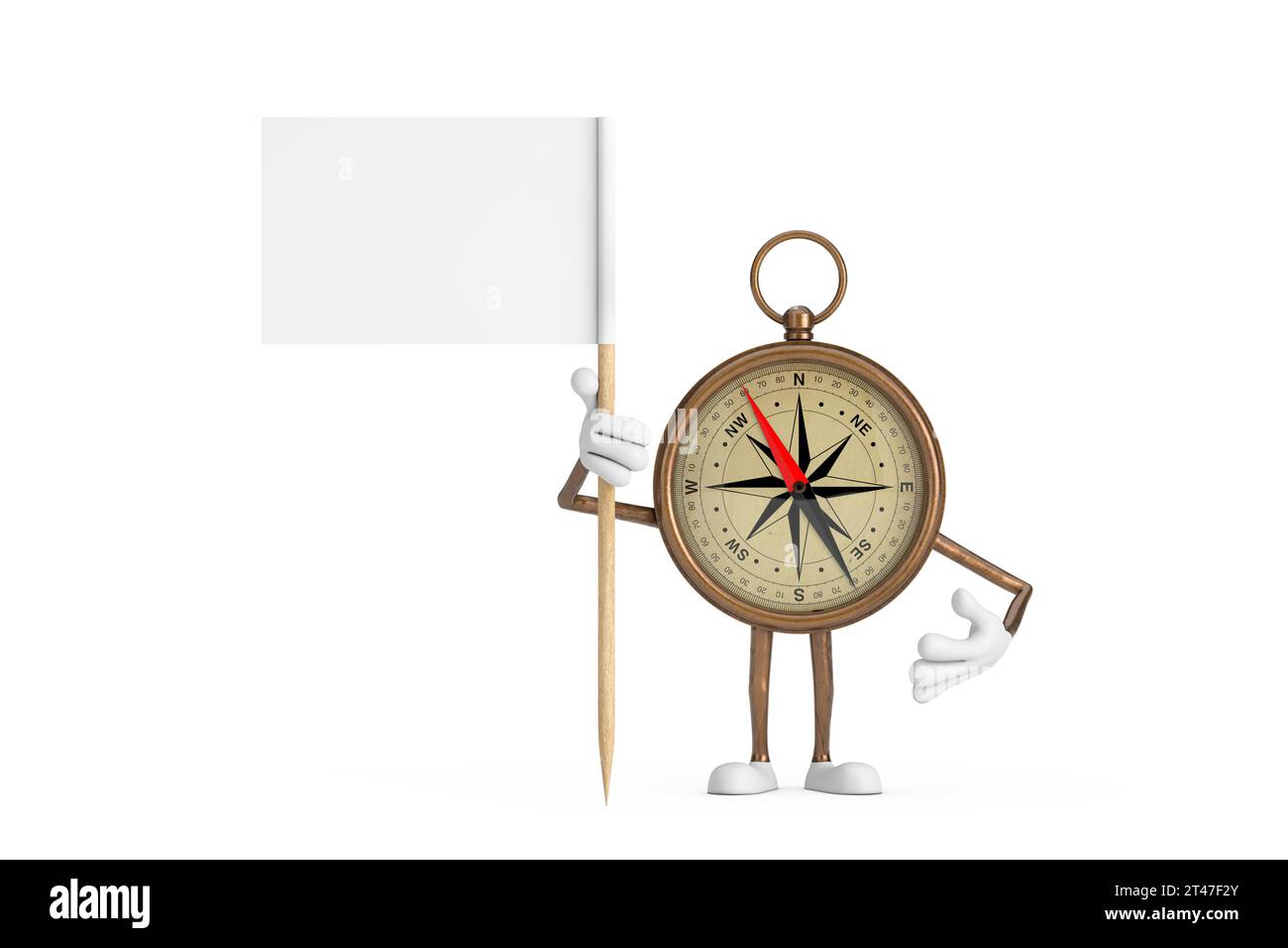 Antique Vintage Brass Compass Cartoon Person Character Mascot with ...