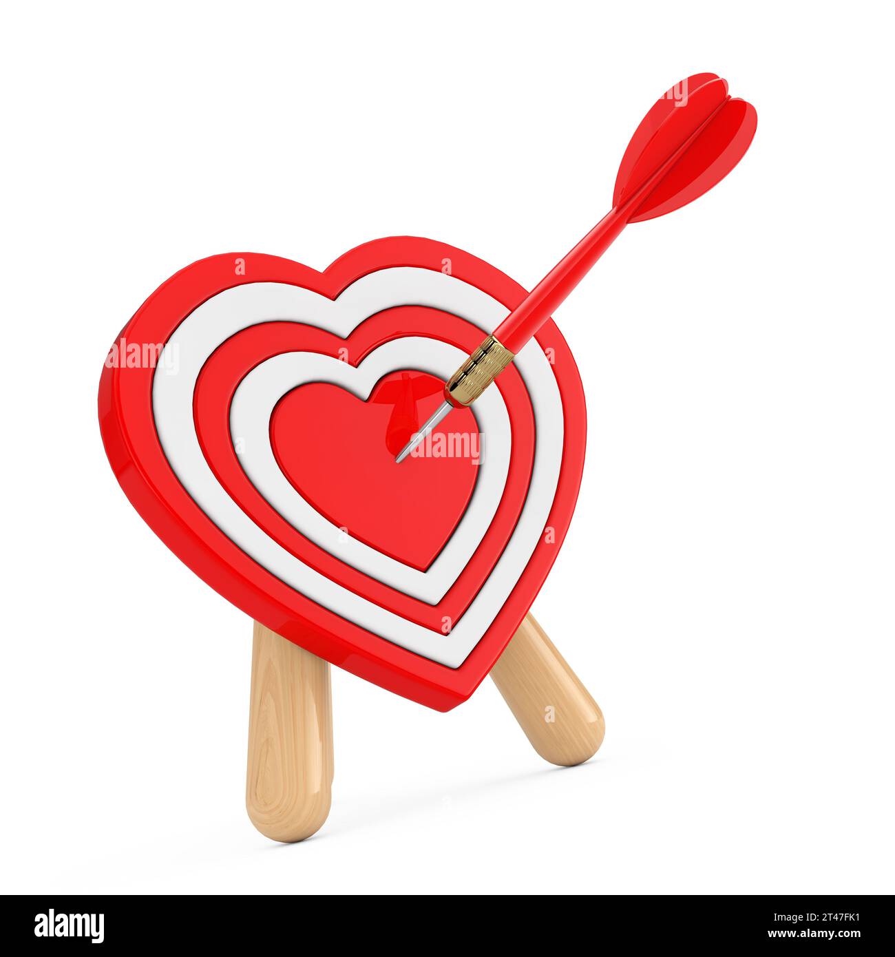 Love Concept. Archery Target in Shape of Heart with Dart in Center on a