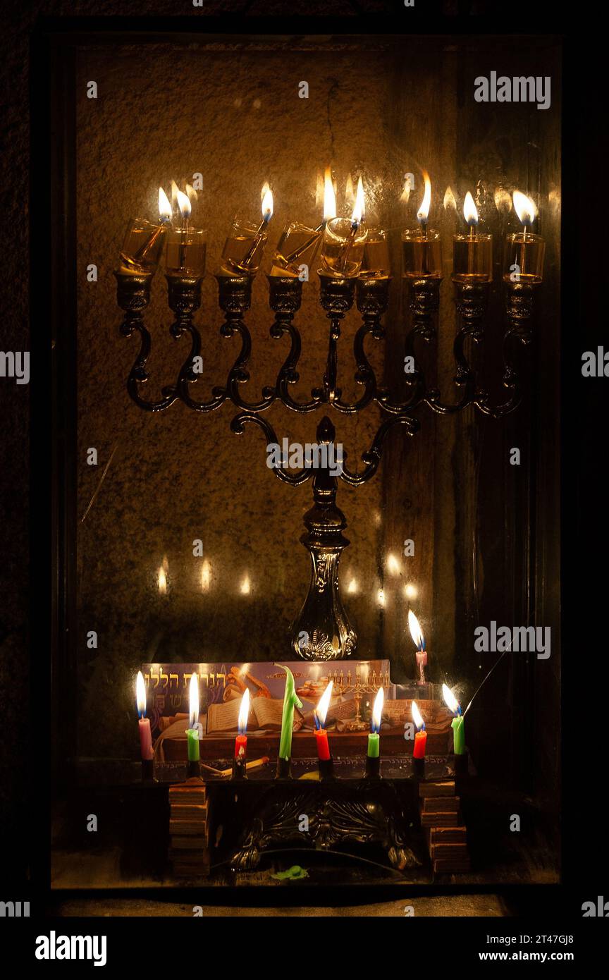 Menorah during hanukkah