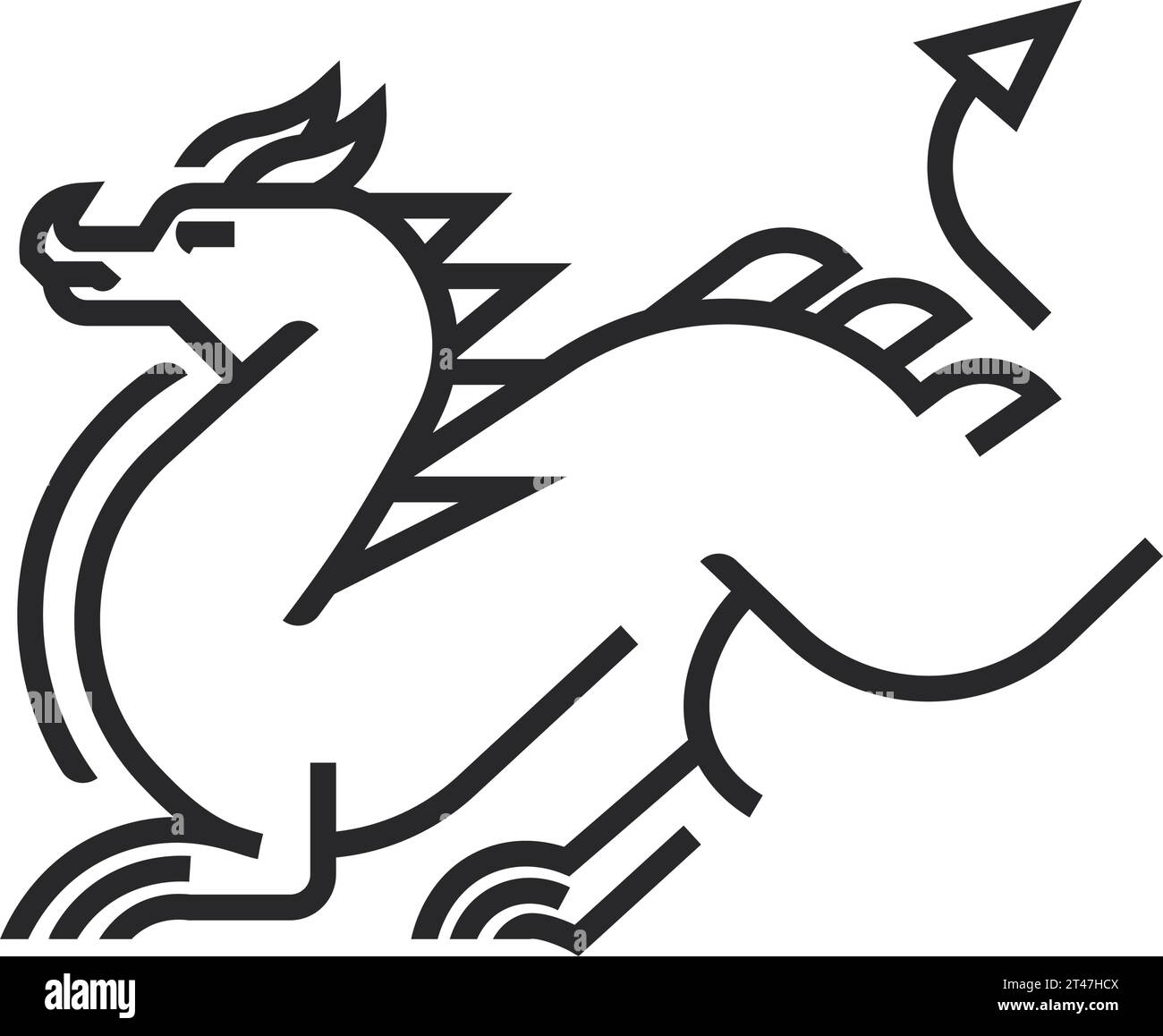 Abstract dragon creature, reptile with tail vector Stock Vector Image ...