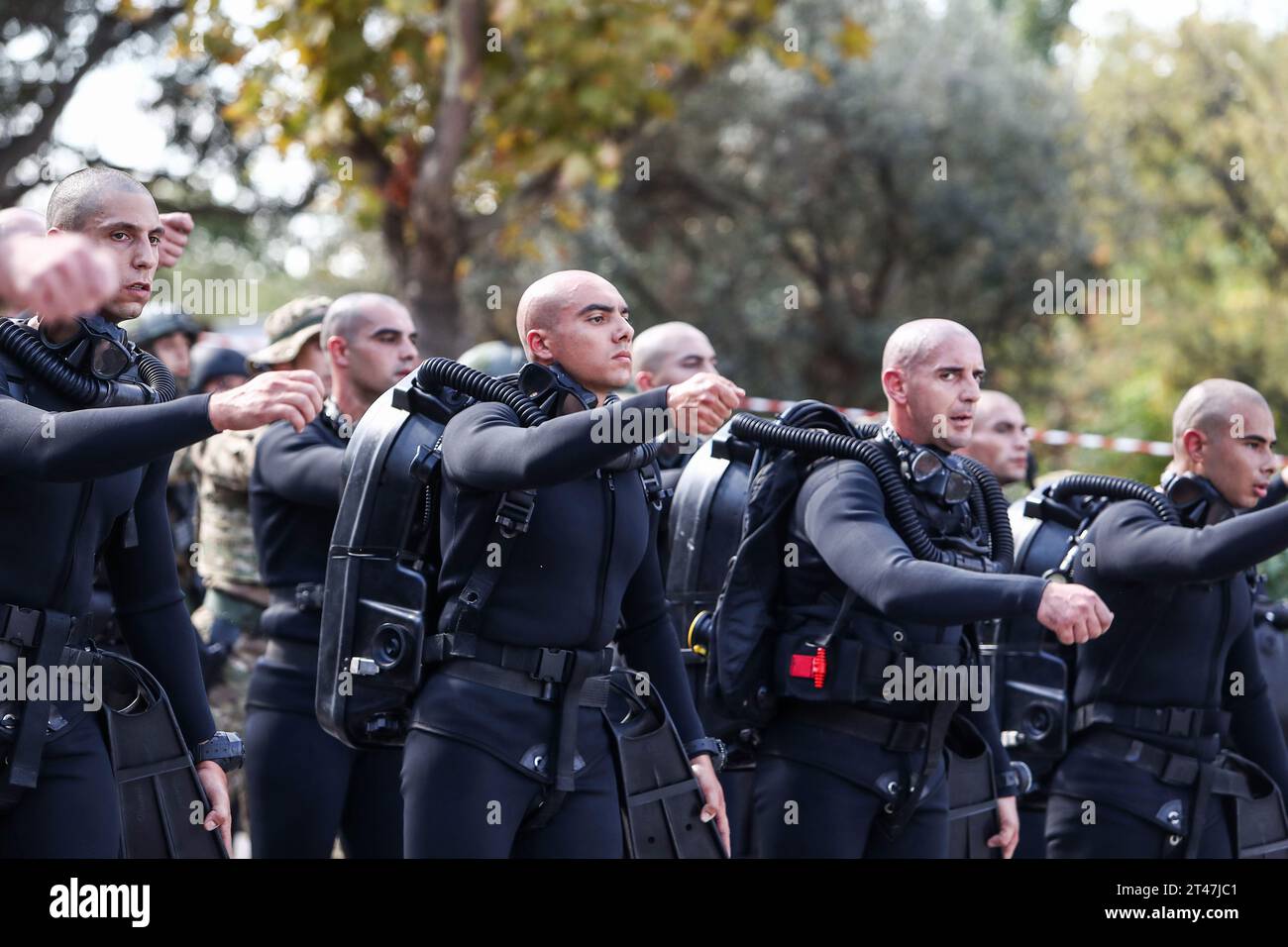 Thessaloniki, Greece. 28th Oct, 2023. Members of the Greek Navy's ...