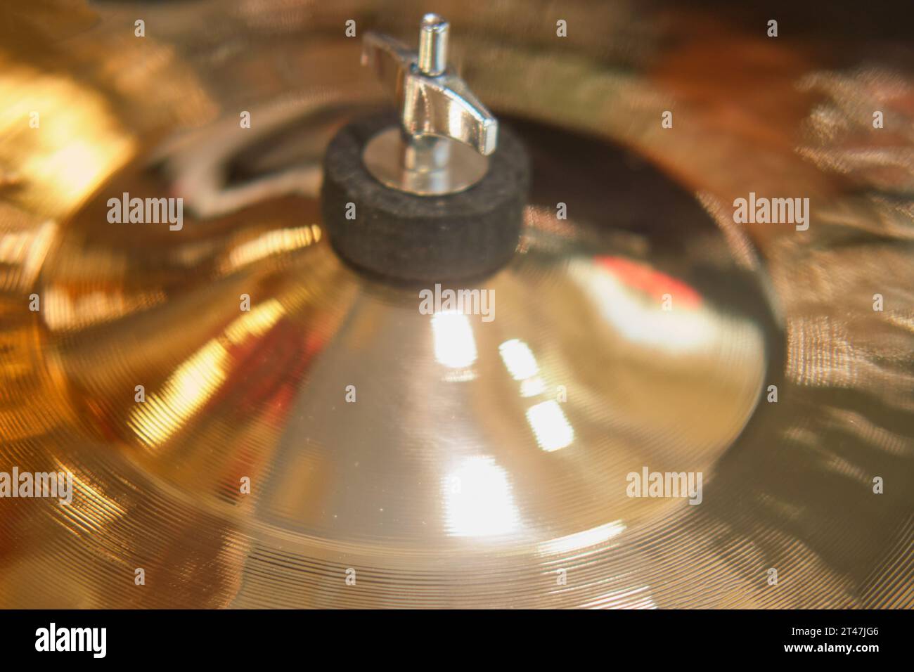 Close up shot of a cymbals on a drum set. Stock Photo