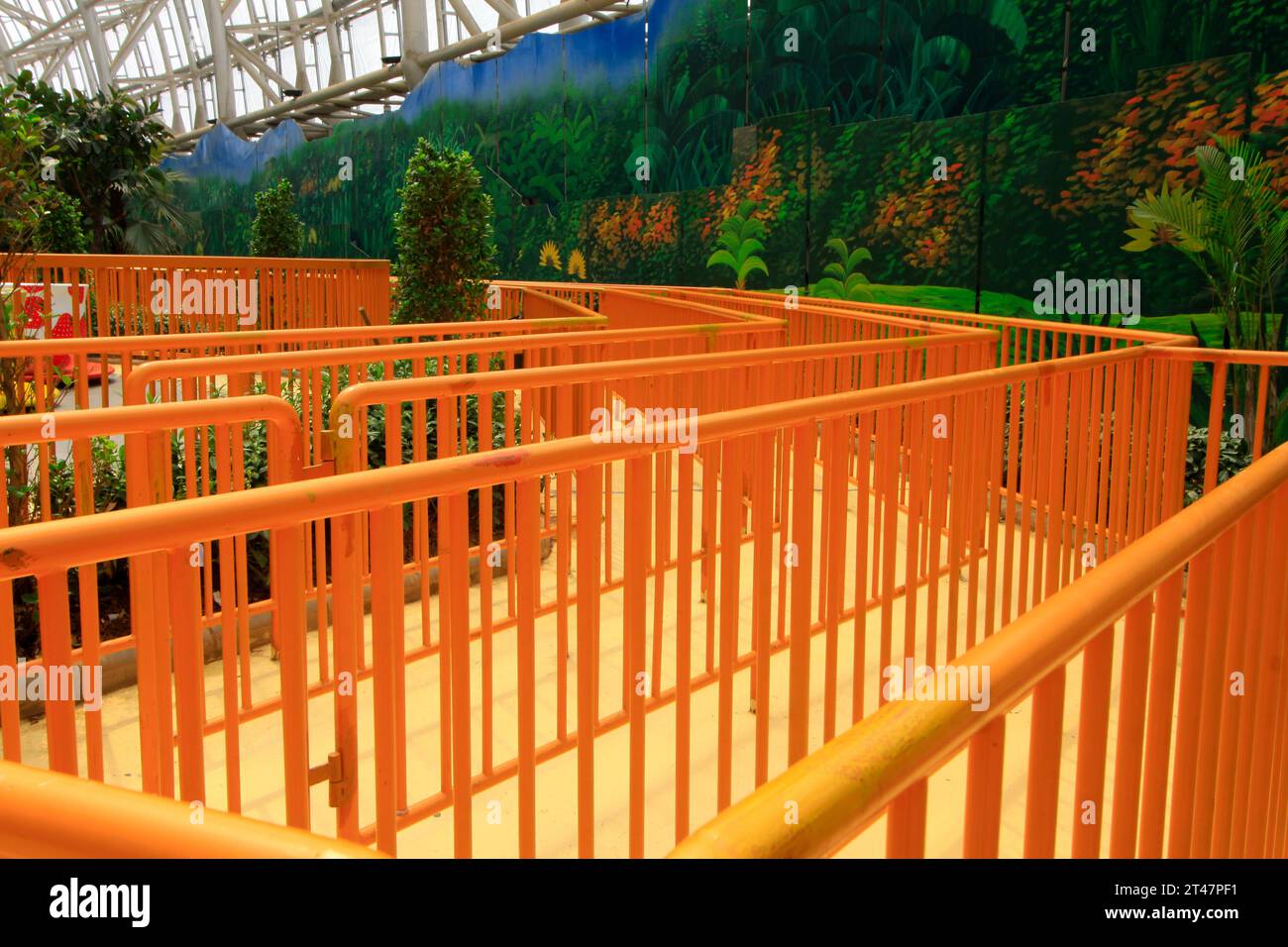 yellow metal railings in a playground, closeup of photo Stock Photo - Alamy