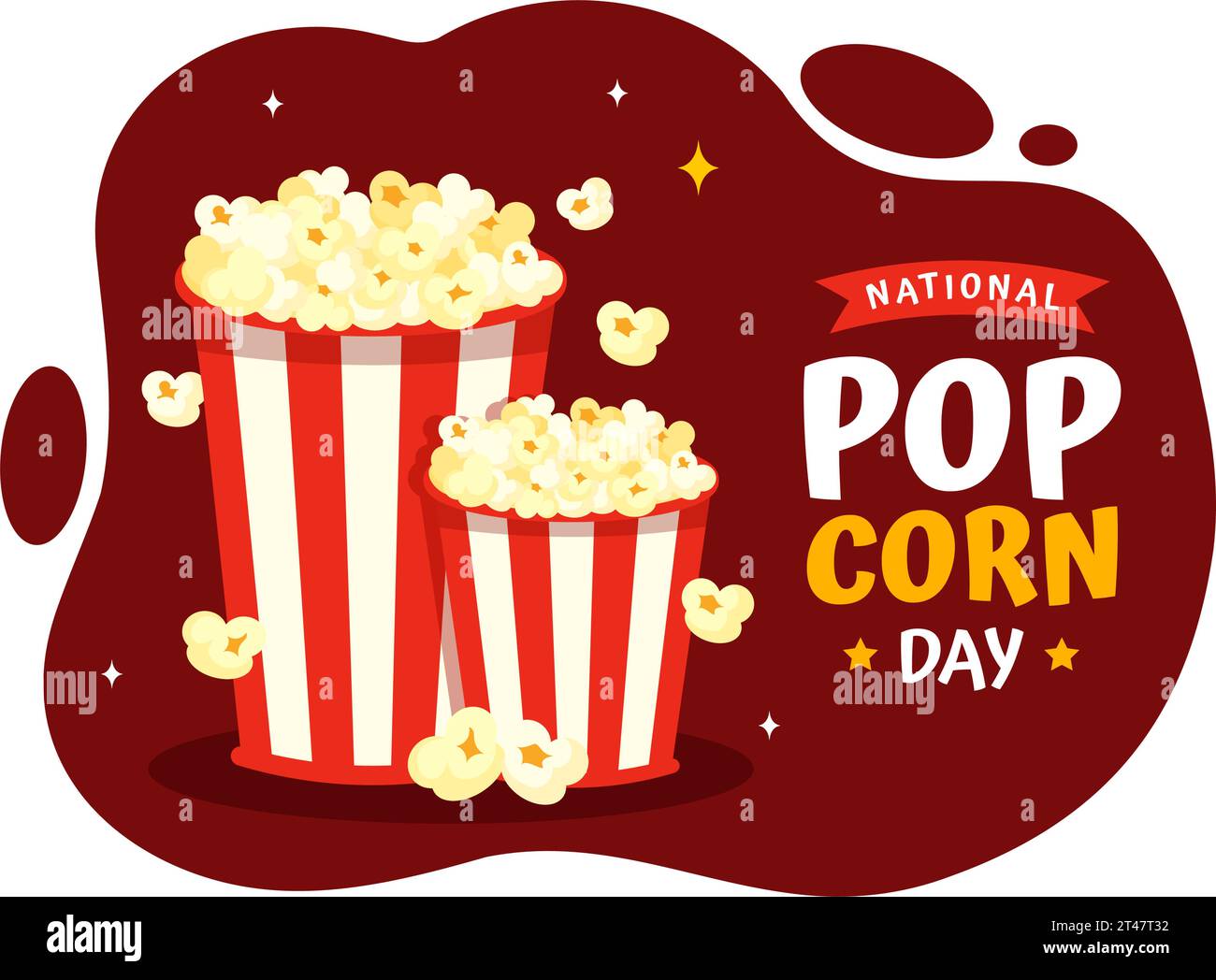 National Popcorn Day Vector Illustration on January 19th with a Big Box ...