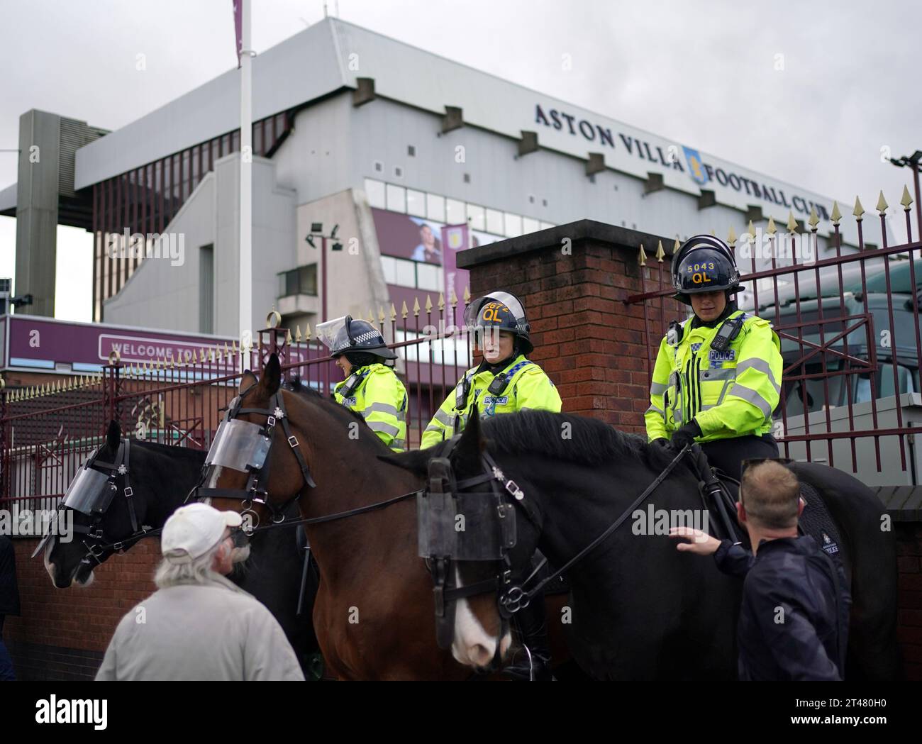 Mounted police officers outside ahead of the Premier League match at ...