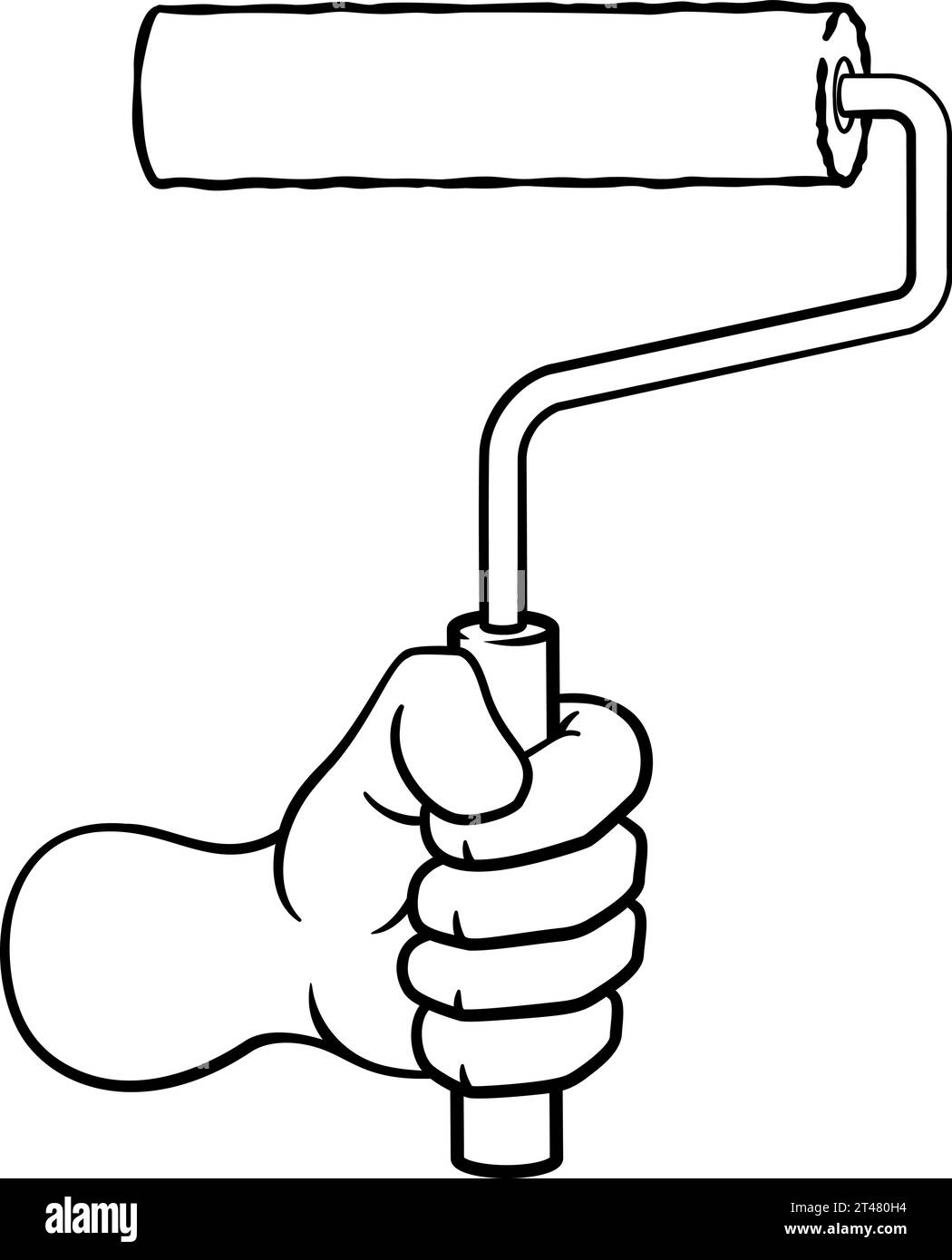 Painter Decorator Hand Fist Paint Roller Cartoon Stock Vector Image