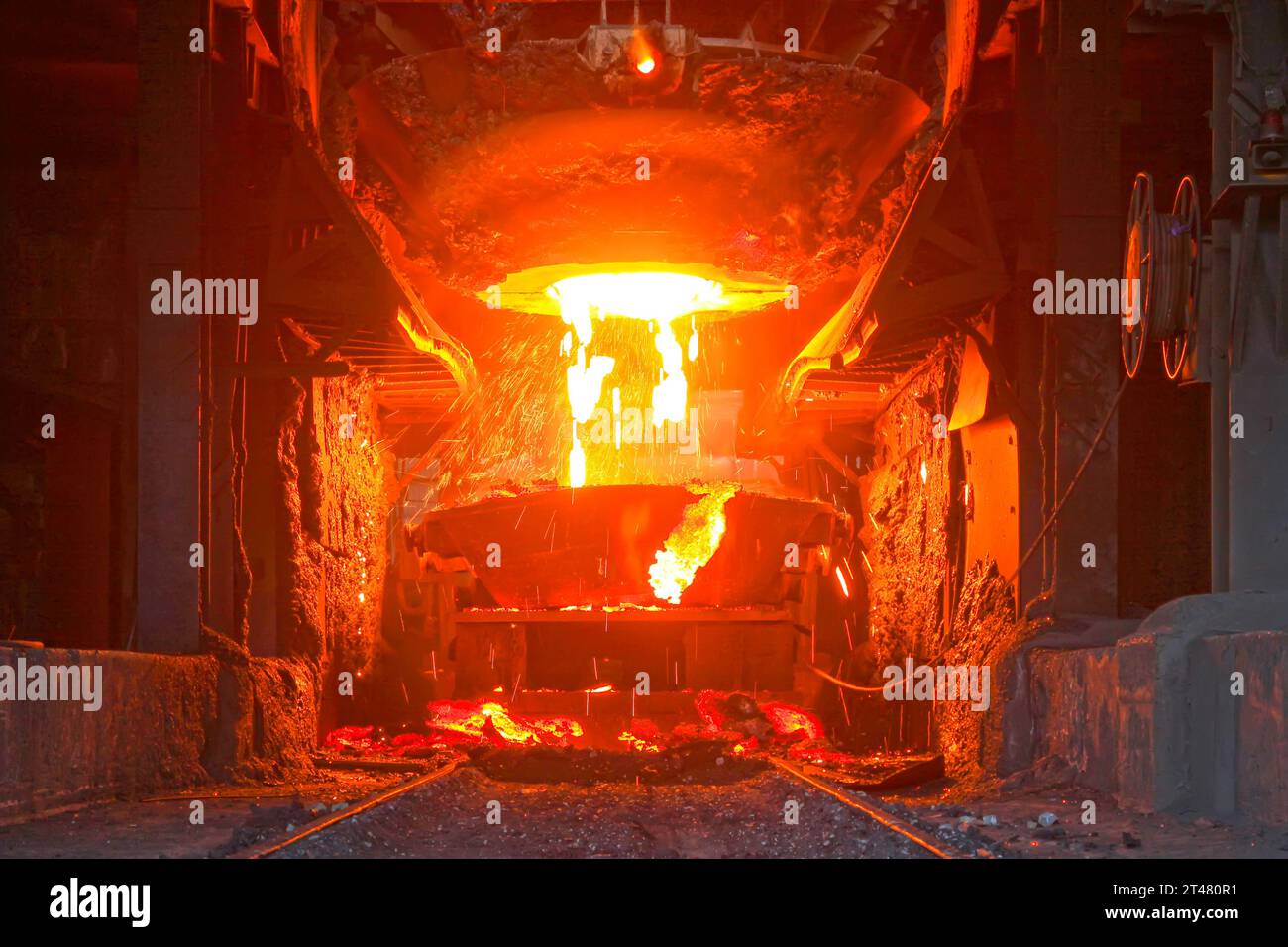 TANGSHAN JUNE 18 converter dumping steel slag in iron and steel co