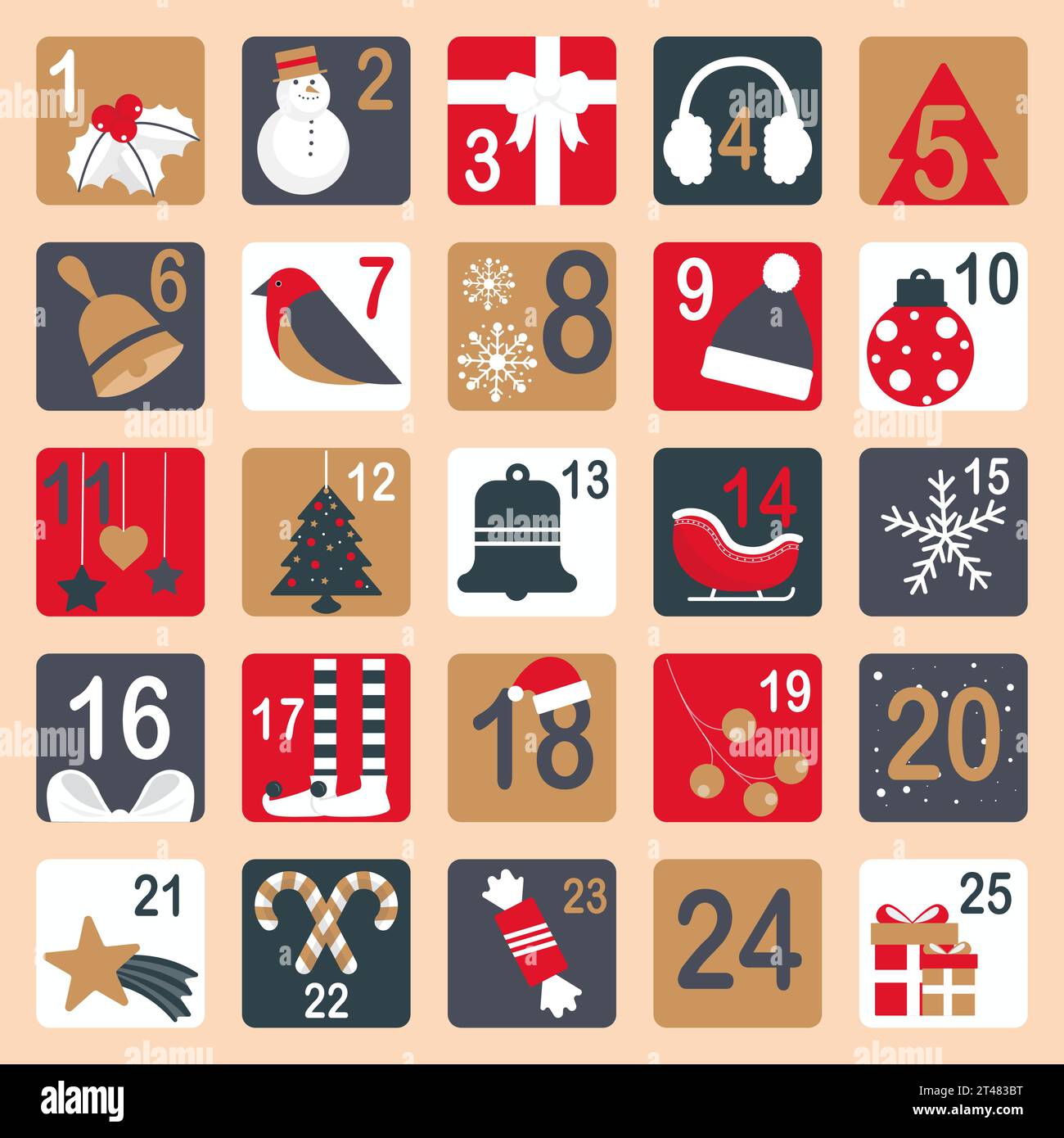 Christmas advent calendar in a flat design December advent calendar Christmas advent calendar in a flat design December advent calendar