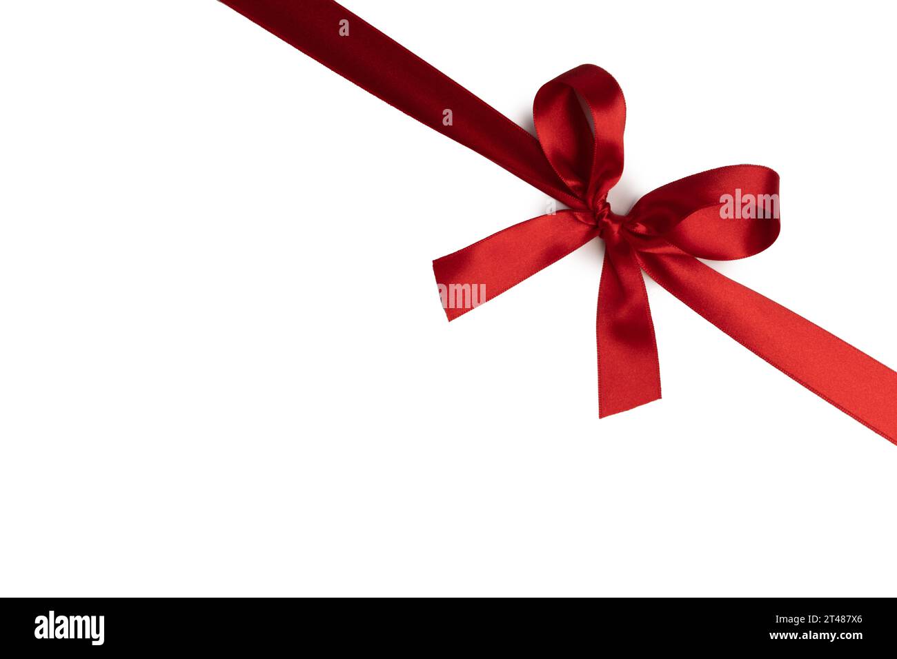Elegant satin red ribbon bow isolated on white background Stock Photo ...