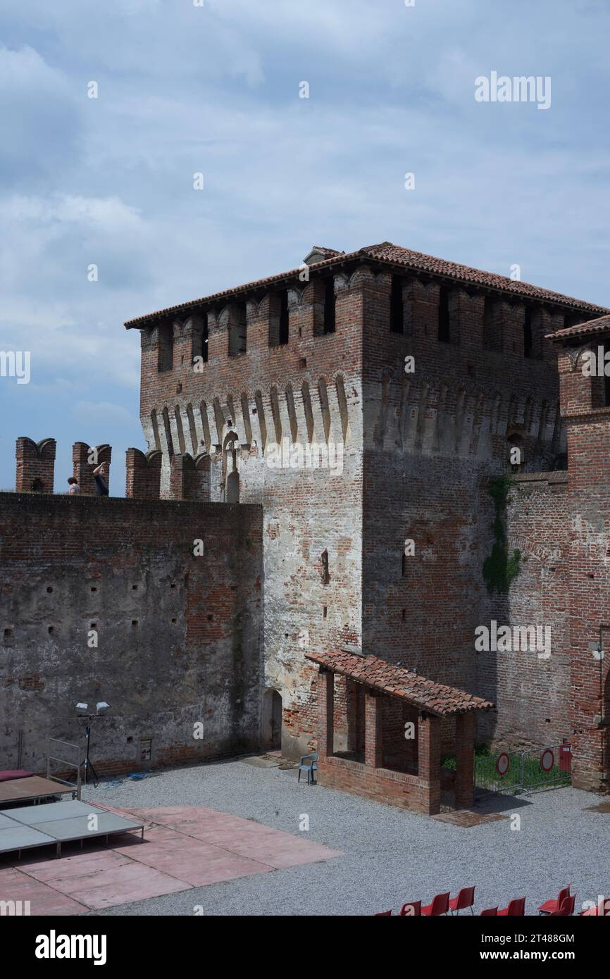 Panoramic View of the Buildings in the Charming Village of Soncino Stock Photo