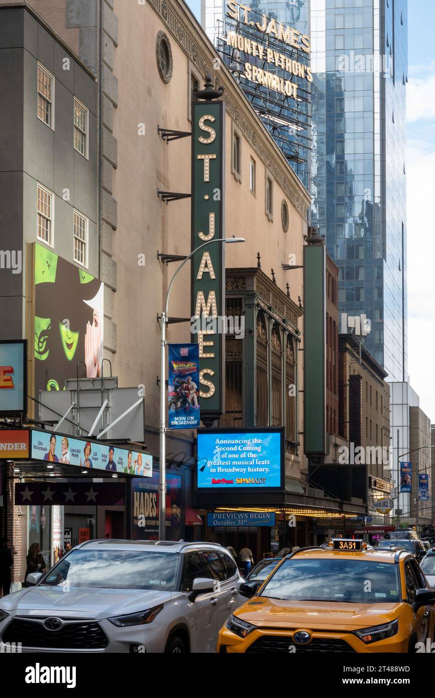 'Monty Python's Spamalot' playing at the St. James Theatre in New York City, 2023, USA Stock Photo