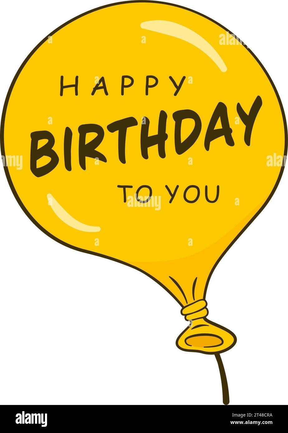 Happy Birthday lettering with yellow balloon Stock Vector