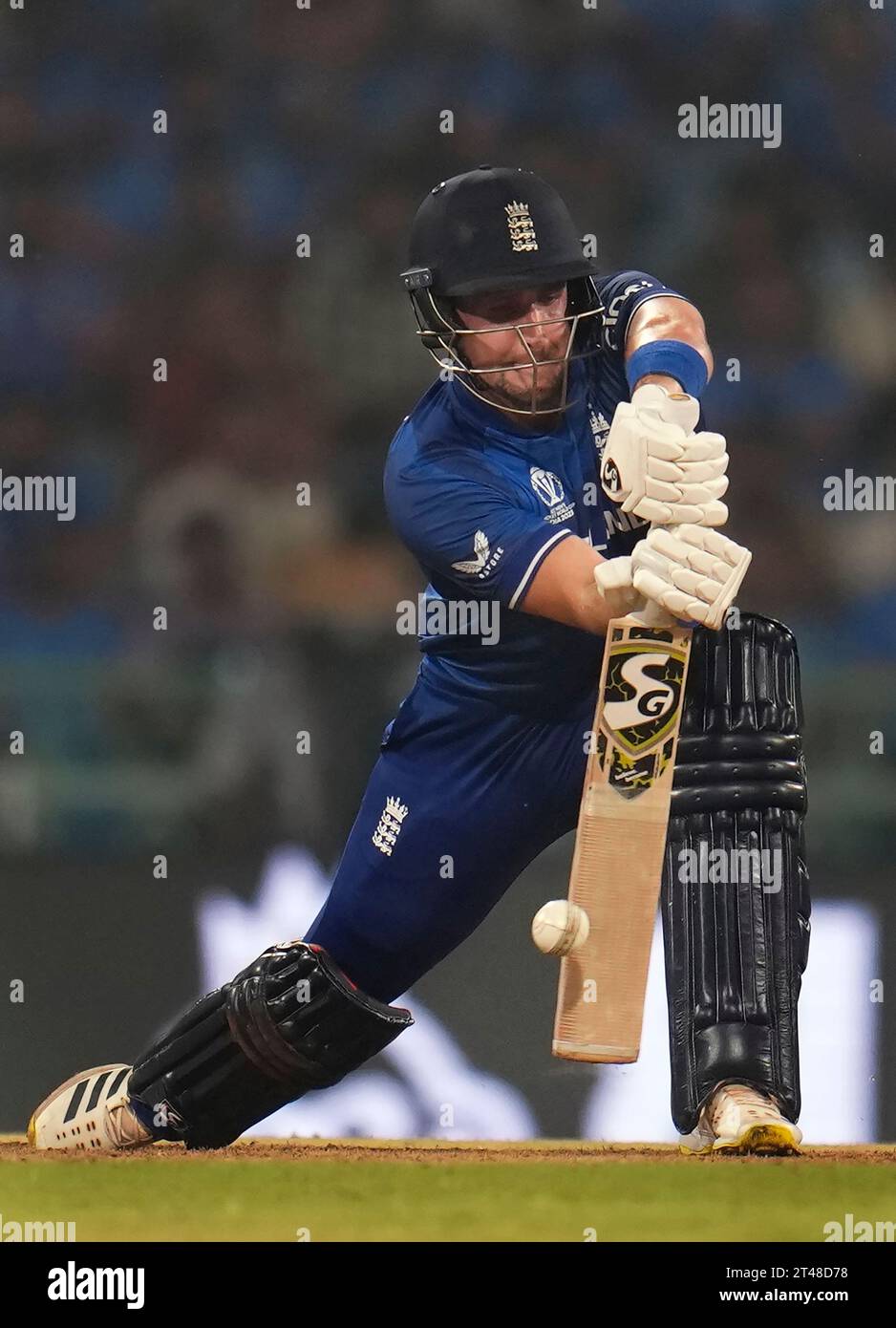 England's Liam Livingstone plays a shot during the ICC Men's Cricket ...