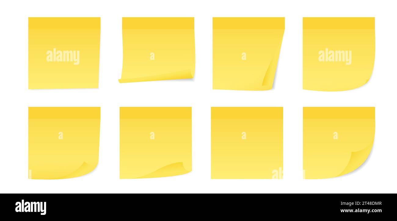 Yellow paper sticky note glued to the surface isolated on