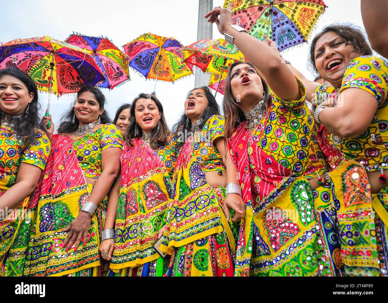 london-uk-29th-oct-2023-around-200-performers-in-vibrant-attire