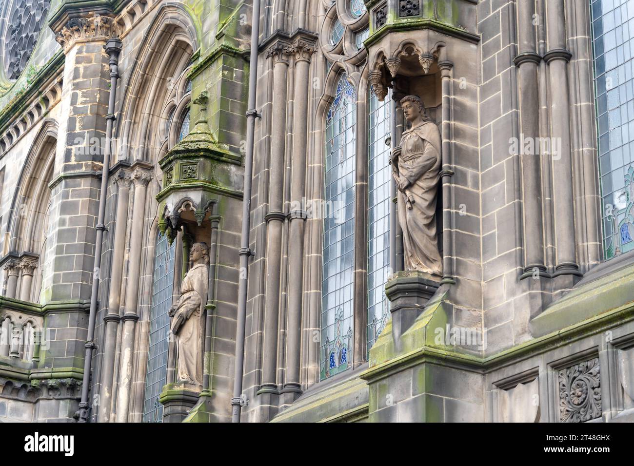 Statues on the French Gothic Town Hall in Middlesbrough, UK, late 19th Century. Stock Photo