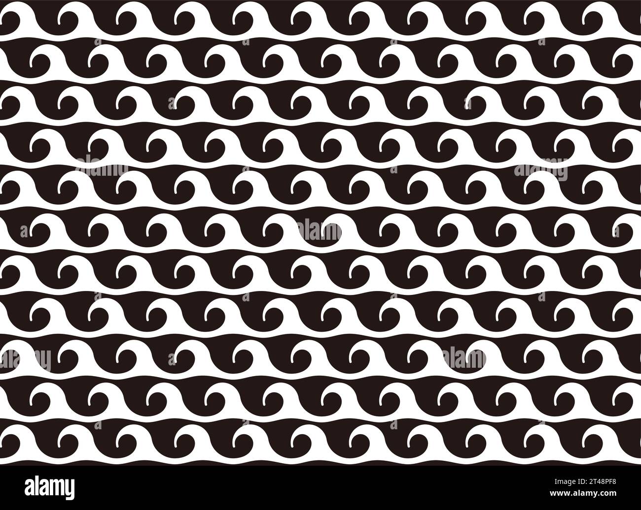 Horizontally And Vertically Repeatable Monochrome Seamless Japanese Vintage Pattern On A White Background. Vector Illustration. Stock Vector