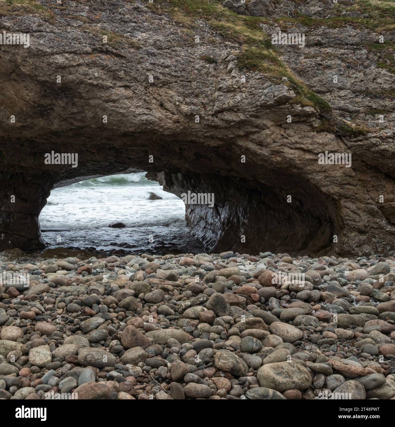 Dolomite rock arches on the rocky Newfoundland Coast Stock Photo