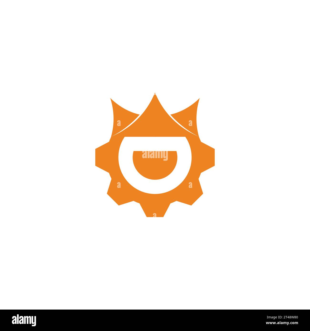 simple king crown fun cog machine logo vector Stock Vector