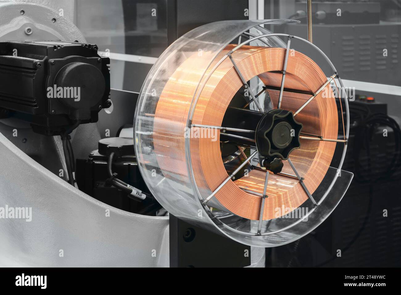 Coil of copper wire for welding tools and other industrial applications