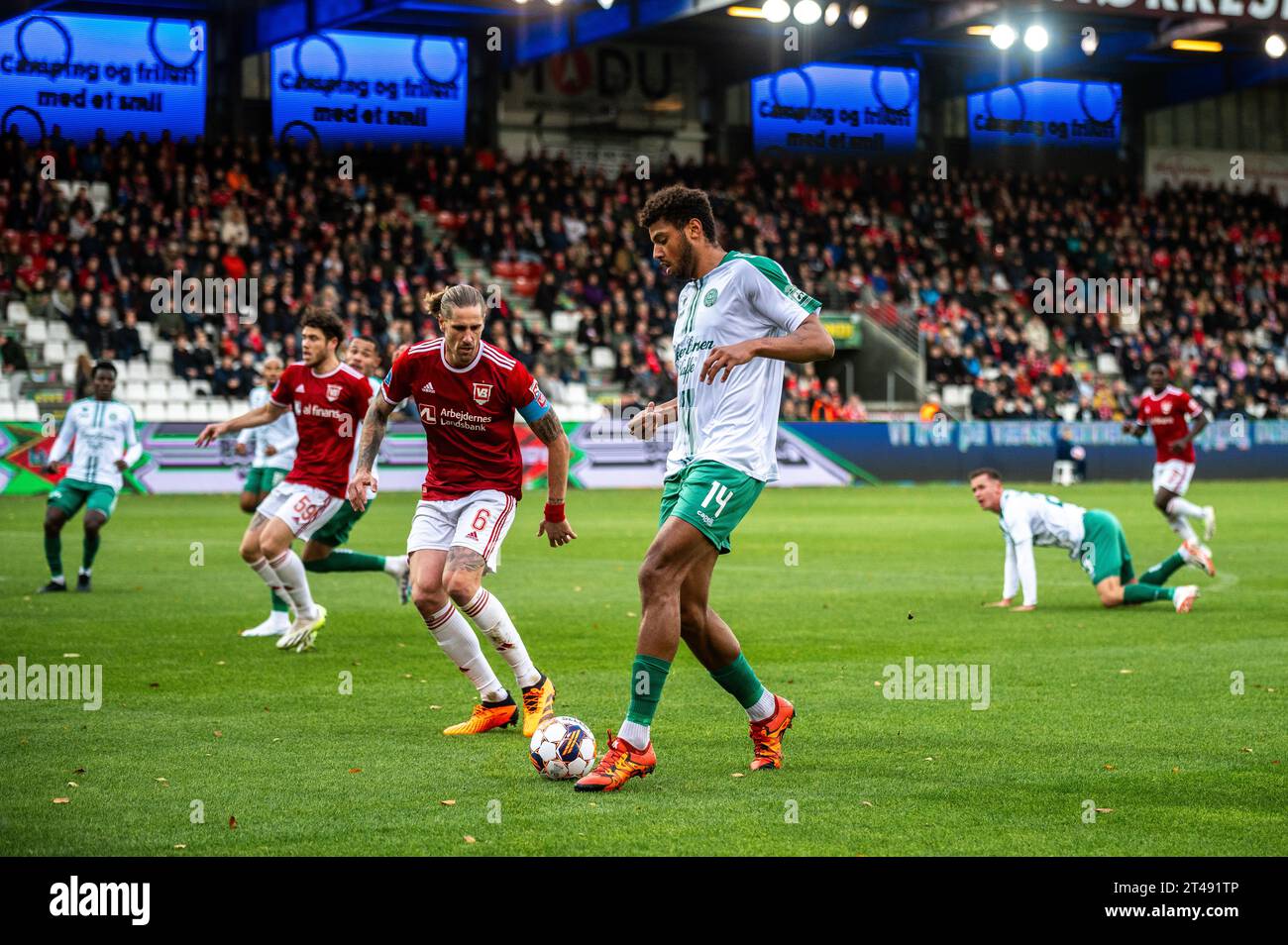 Vejle, Denmark. 29th Oct, 2023. Anosike Ementa (14) of FF seen