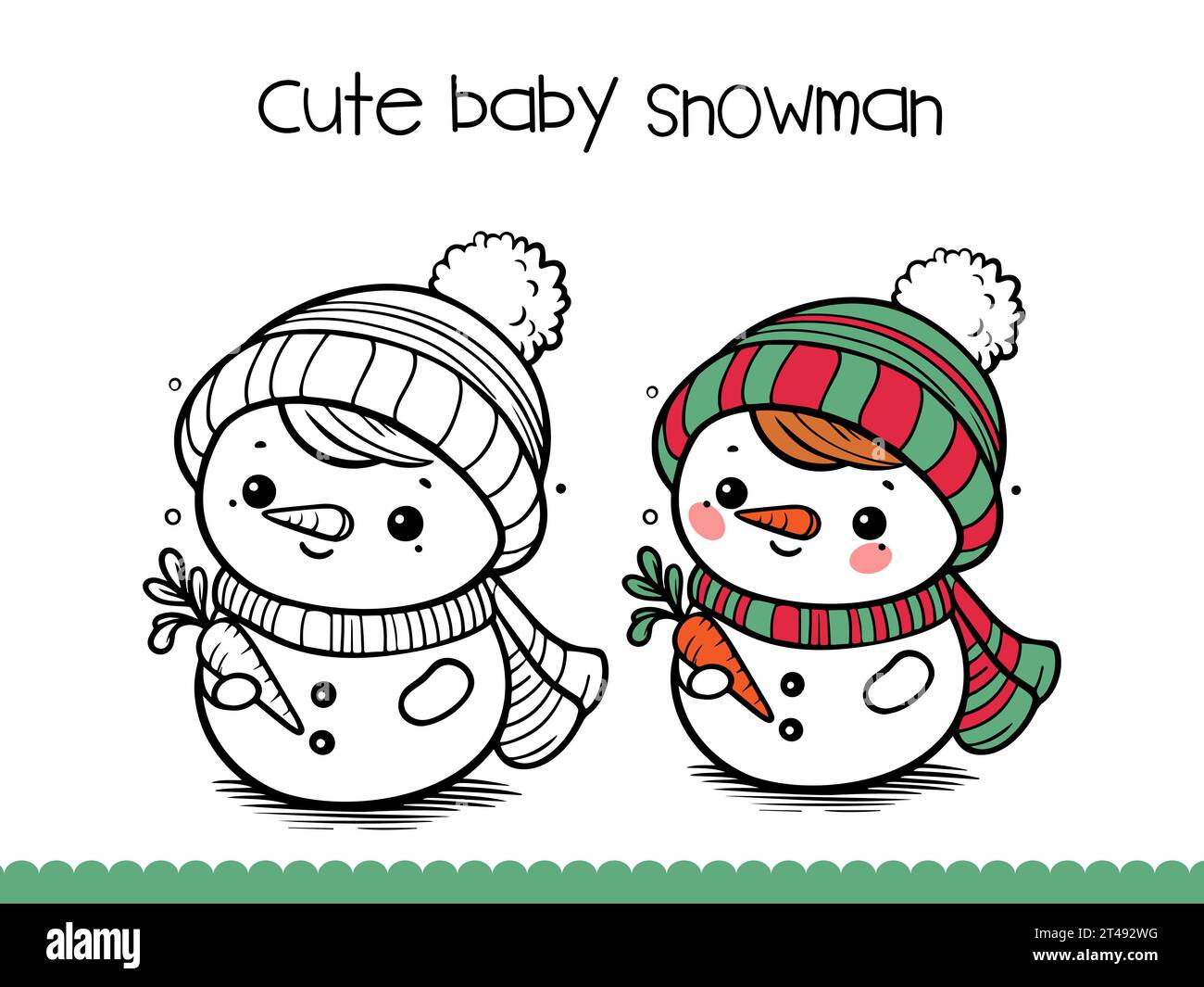 Snowman coloring page for kids. Vector illustration Stock Vector Image