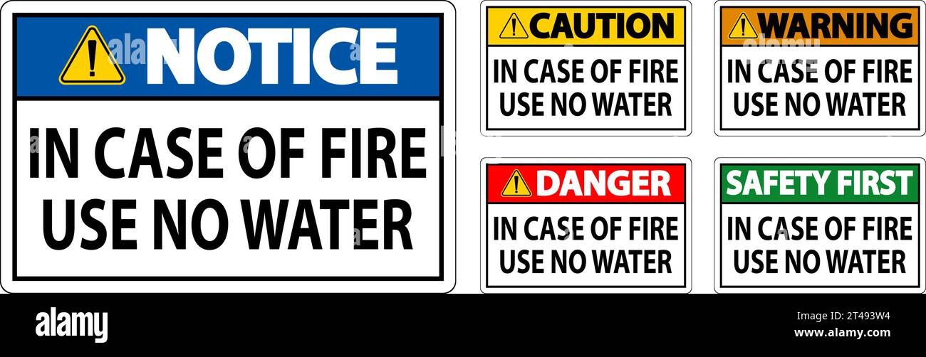 Danger Sign: Danger - In Case Of Fire Use No Water Stock Vector