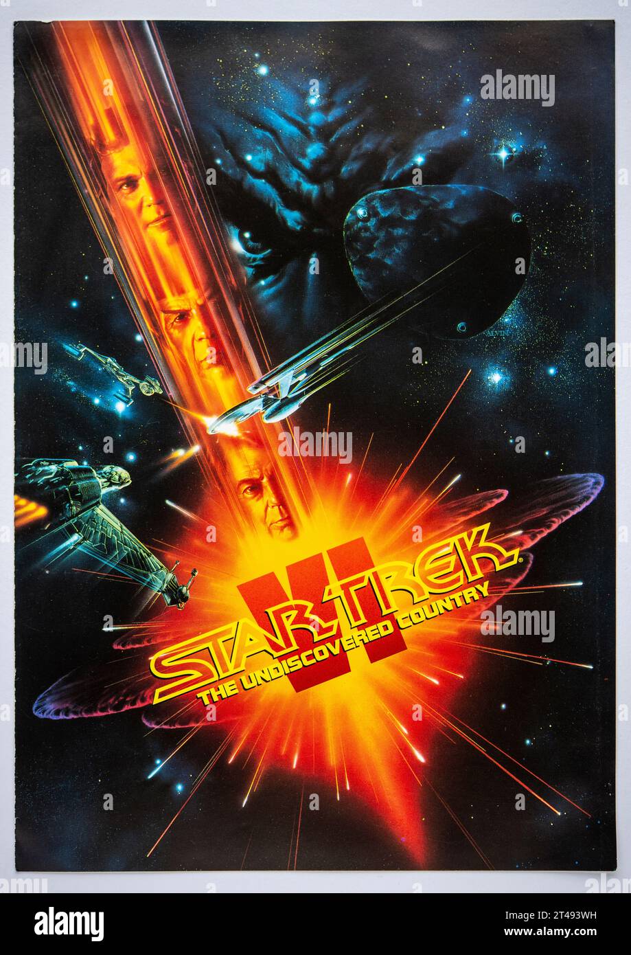 Front cover of publicity information for the movie Star Trek VI The Undiscovered Country, which was released in 1991 Stock Photo
