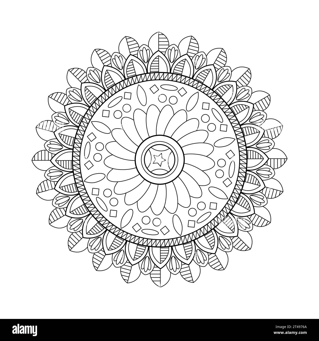 Circular Mandala pattern design for a coloring page or Coloring Book.  Decorative round outline Book page in ethnic style Stock Vector