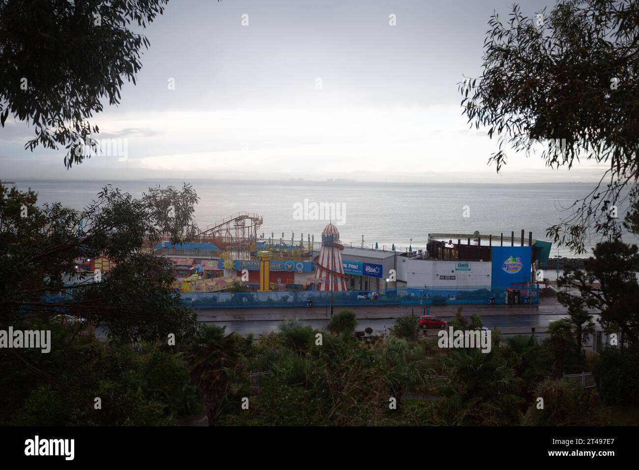 Adventure Island, Southend-on-Sea city centre, Essex, UK from the top of pier hill. Stock Photo