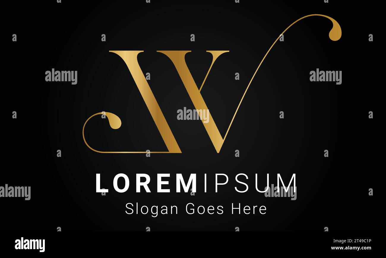 Luxury Initial WL or LW Monogram Text Letter Logo Design Stock Vector