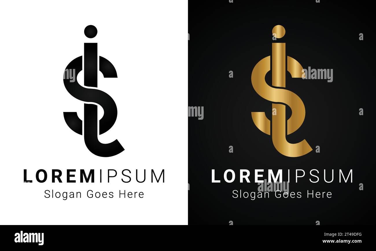 Luxury Initial SJ or JS Monogram Text Letter Logo Design Stock Vector