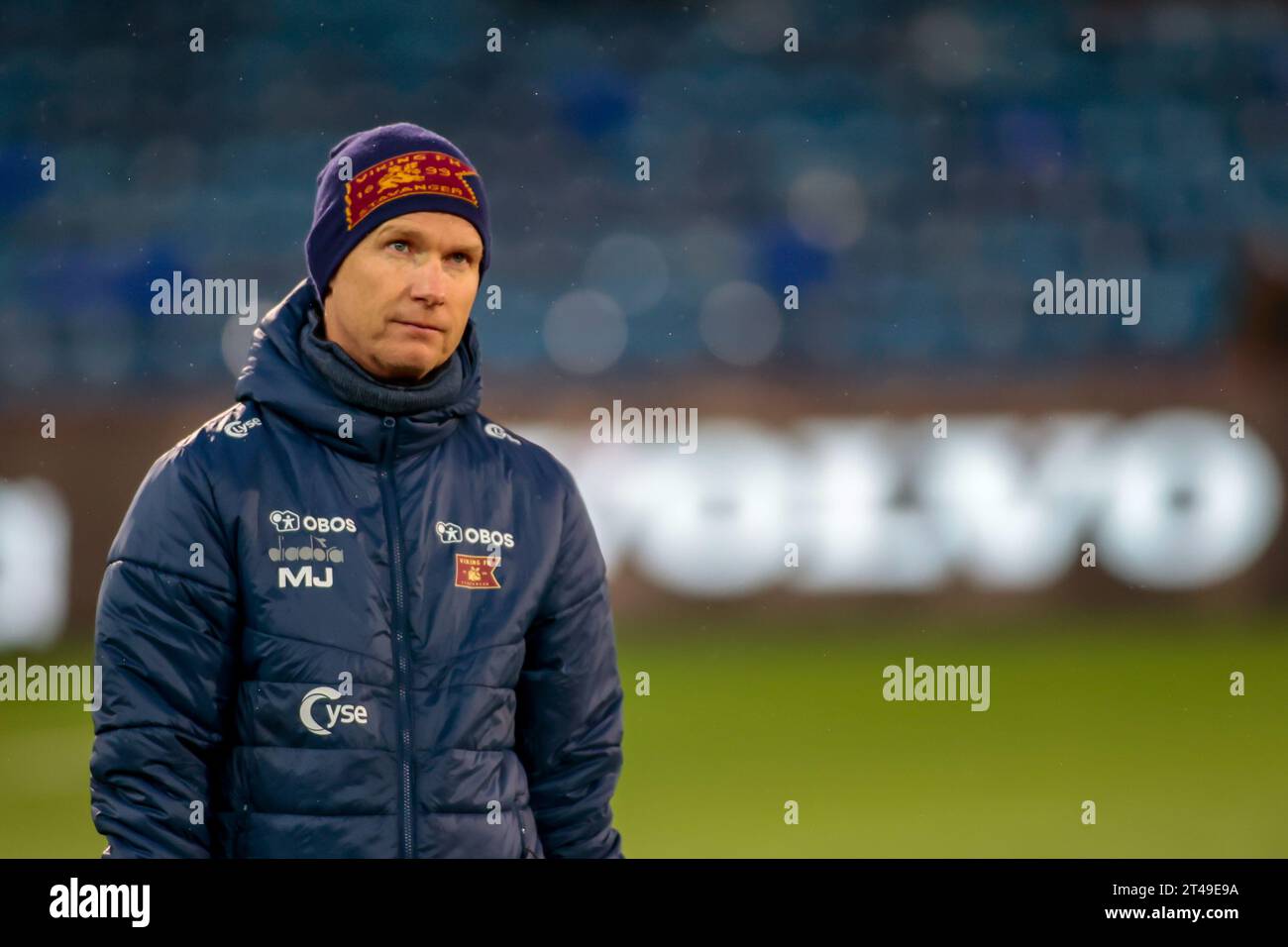 Drammen, Norway, 29th October 2023. Viking's manager Morten Jensen before the Eliteserien match between Strømsgodset and Viking at Marienlyst Stadium in Drammen.   Credit: Frode Arnesen/Alamy Live News Stock Photo