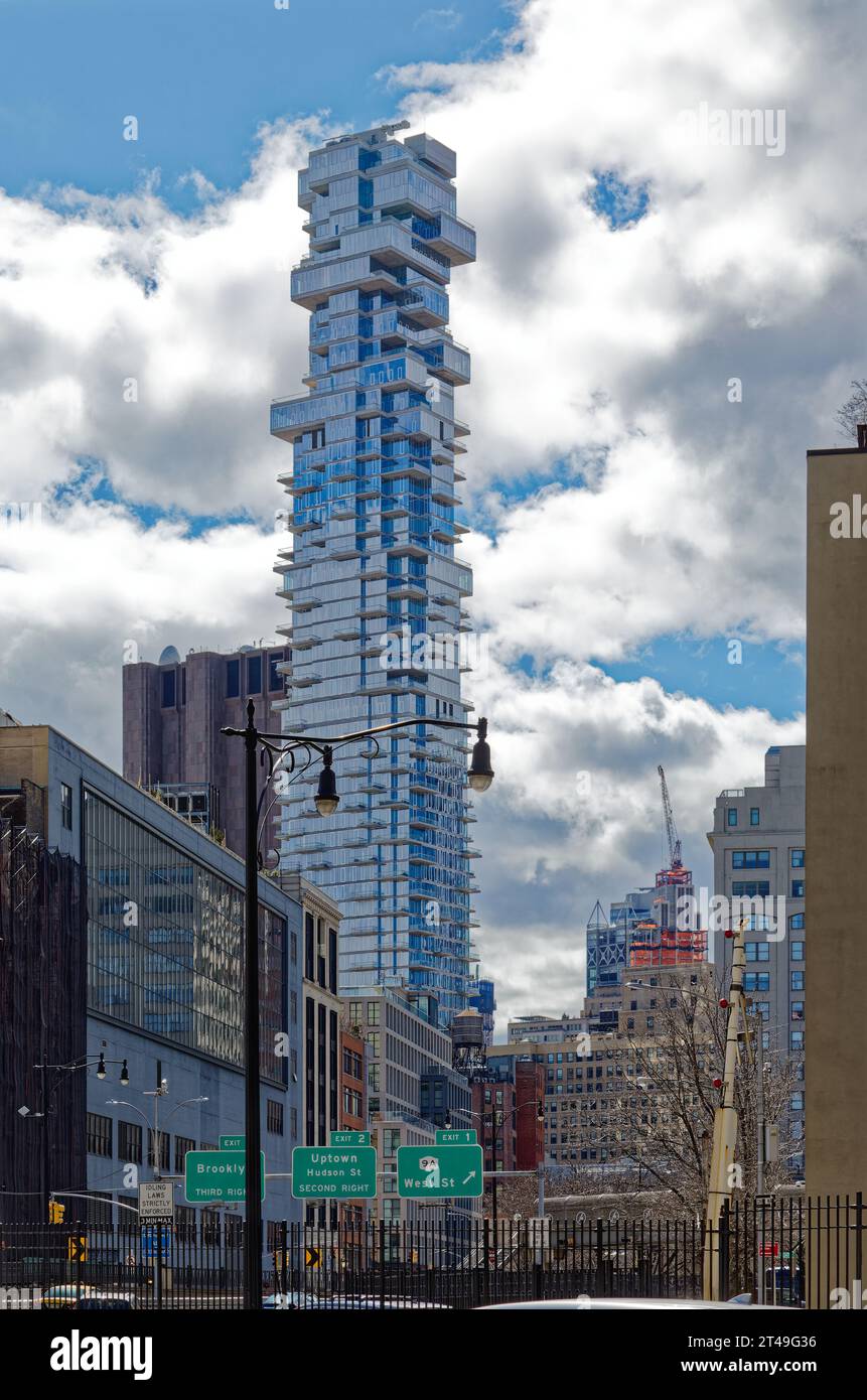 Manhattan’s controversial 56 Leonard Street in Tribeca, aka Jenga Building for its cantilevered units. Stock Photo