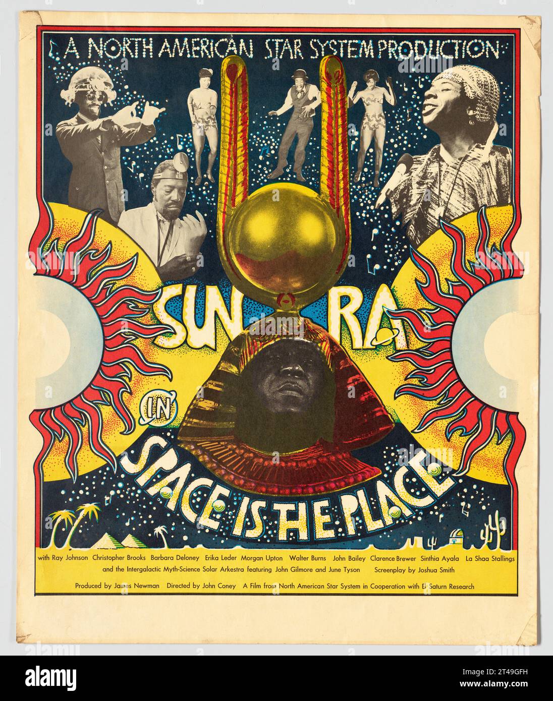 Film poster for the Afrofuturist musical film Space is the Place featuring Sun Ra and the Arkestra.  Made in 1972 and released in 1974.  It was directed by John Coney. Stock Photo