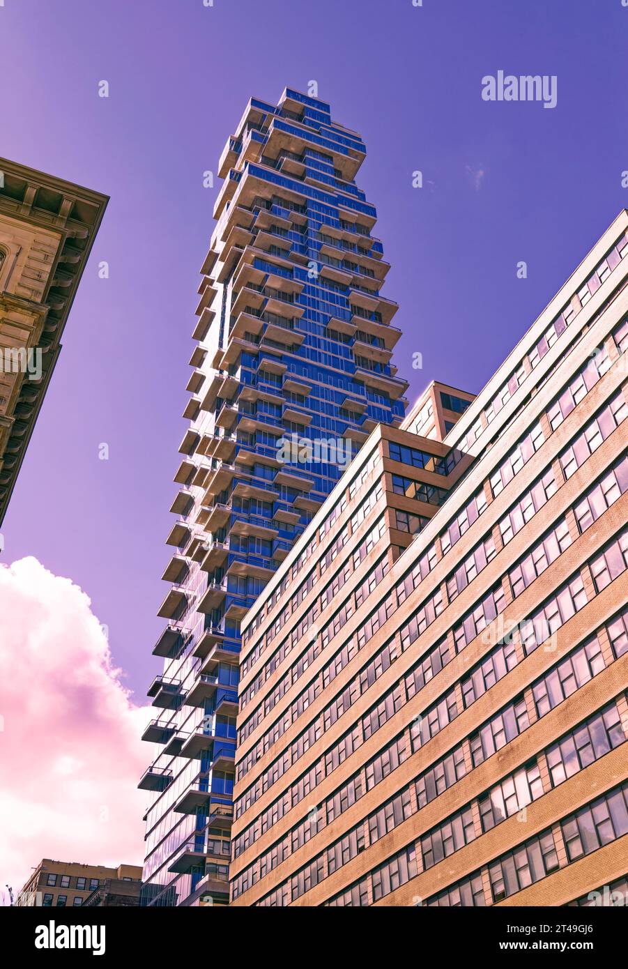 Manhattan’s controversial 56 Leonard Street in Tribeca, aka Jenga Building for its cantilevered units. (creative toning) Stock Photo